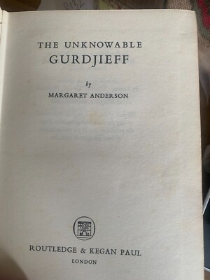 The Unknowable Gurdjeff by Margret Anderson Hardback book 1962 1st Ed