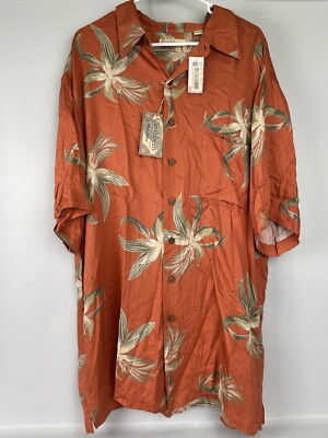 Caribbean Roundtree & Yorke Shirt Mens Size 2XT Orange Button Up Tall Man