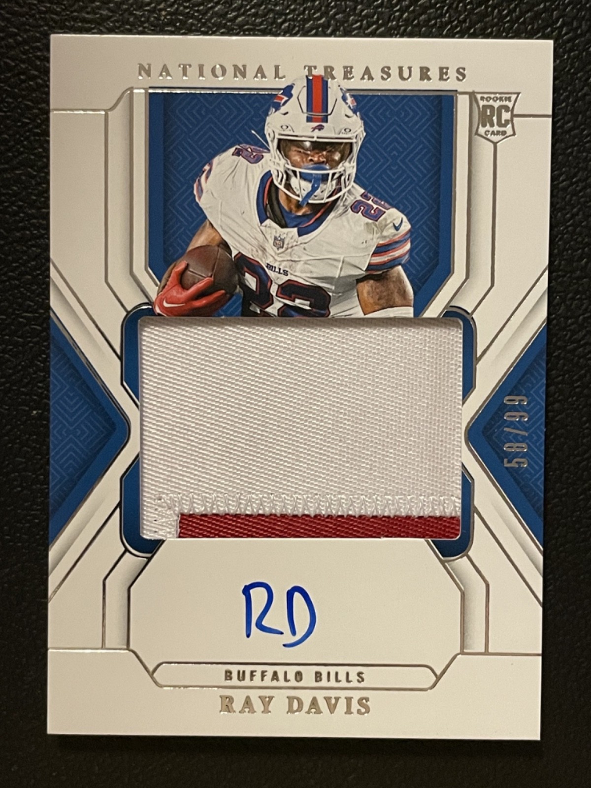 2024 Panini National Treasures #198 Ray Davis 58/99 Patch Auto RC Rookie