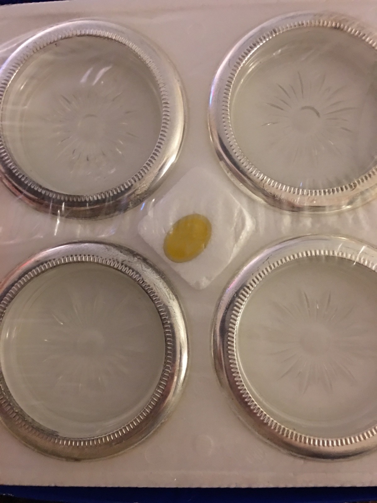 Genuine Crystal and Silver Plate Coasters / Ashtrays by Leonard Italy