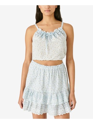 

LUCKY BRAND Женская голубая укороченная майка без рукавов с эластичной кромкой, Light blue