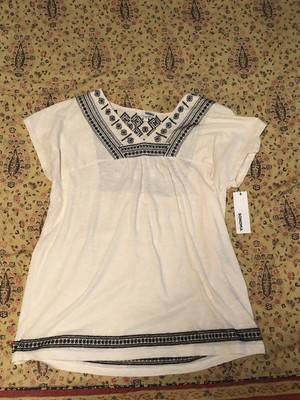 Sonoma NWT Embroidered Cap Sleeve Shirt Sz Large L