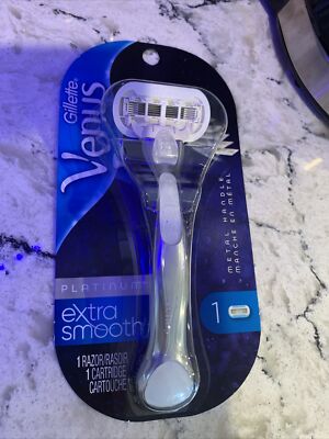 Gillette, Venus,Platinum, Extra Smooth, 1 Razor, 5 blades Metal Handle  New Seal
