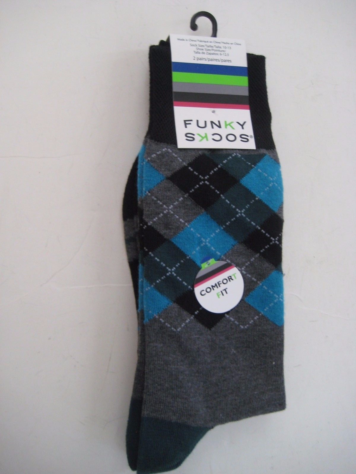 FUNKY SOCKS COMPORT FIT 2 Pair Retail $10 New