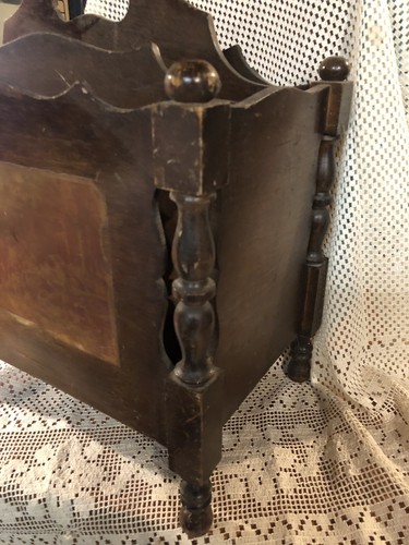 Vintage antique solid 1940's BUTLER MAHOGANY wood  magazine Rack stand Fox Hunt