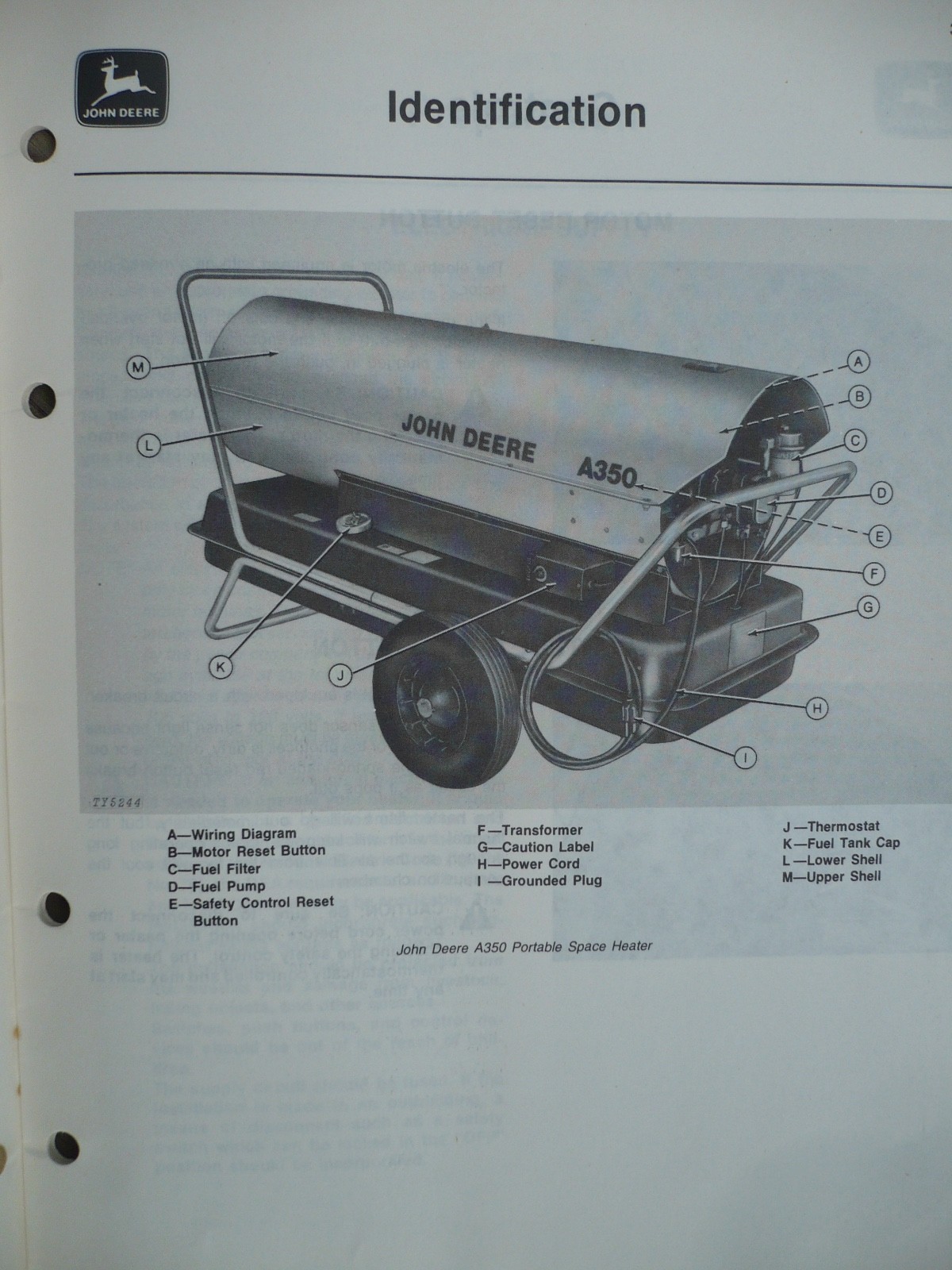 JD John Deere Operator's Manual A350 Portable Space Heater - Dealer Shop Copy