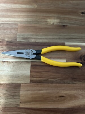 Klein Tools D203-8, Yellow 8'' Inch - Side-Cutting Long Nose Pliers - New No Box