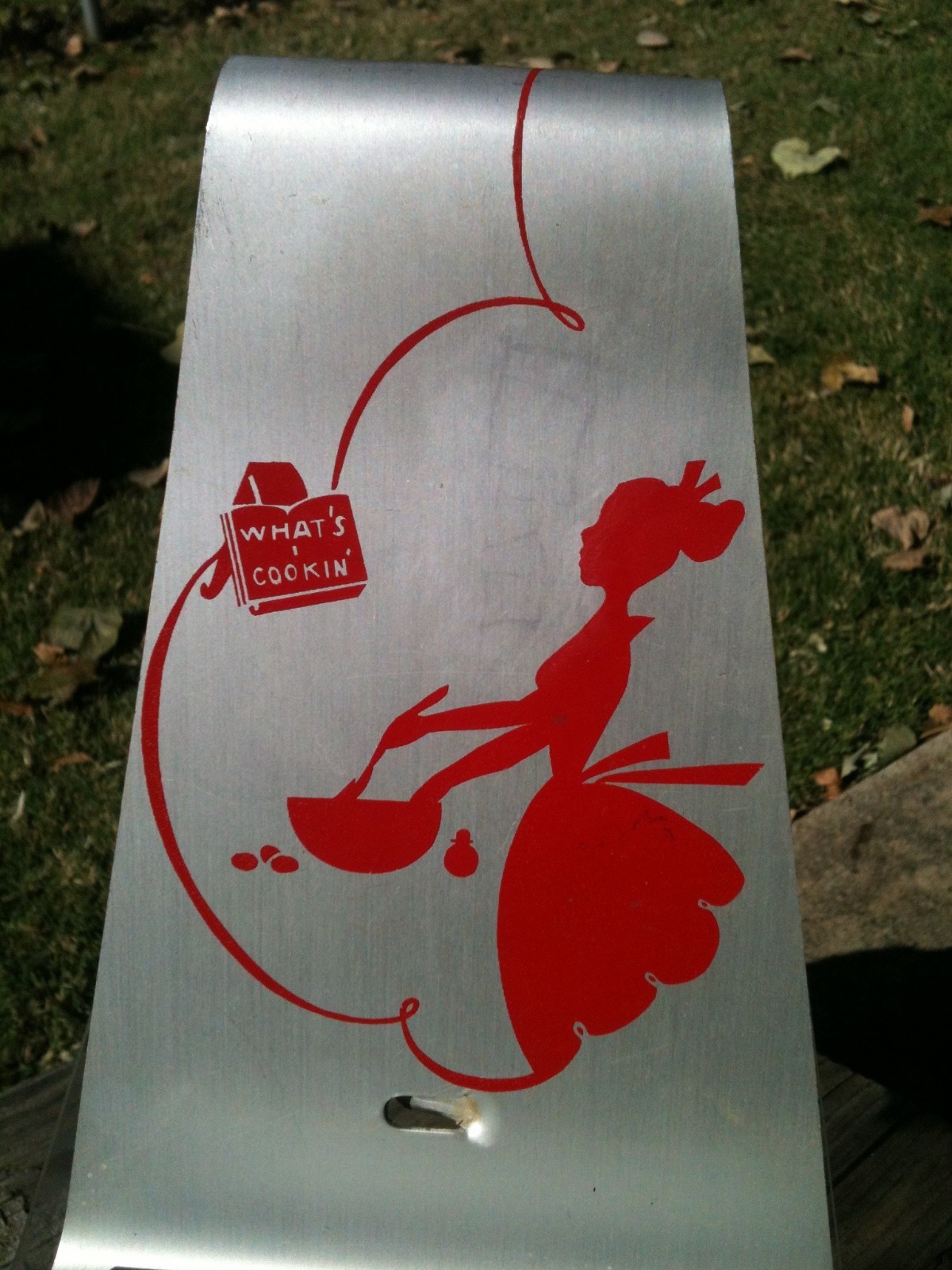 Vintage Aluminum Cookbook Stand What's Cookin Red Graphics