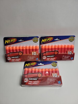 Nerf Mega 10x New Darts By Hasbro For Power  3 Sets. Free Shipping 