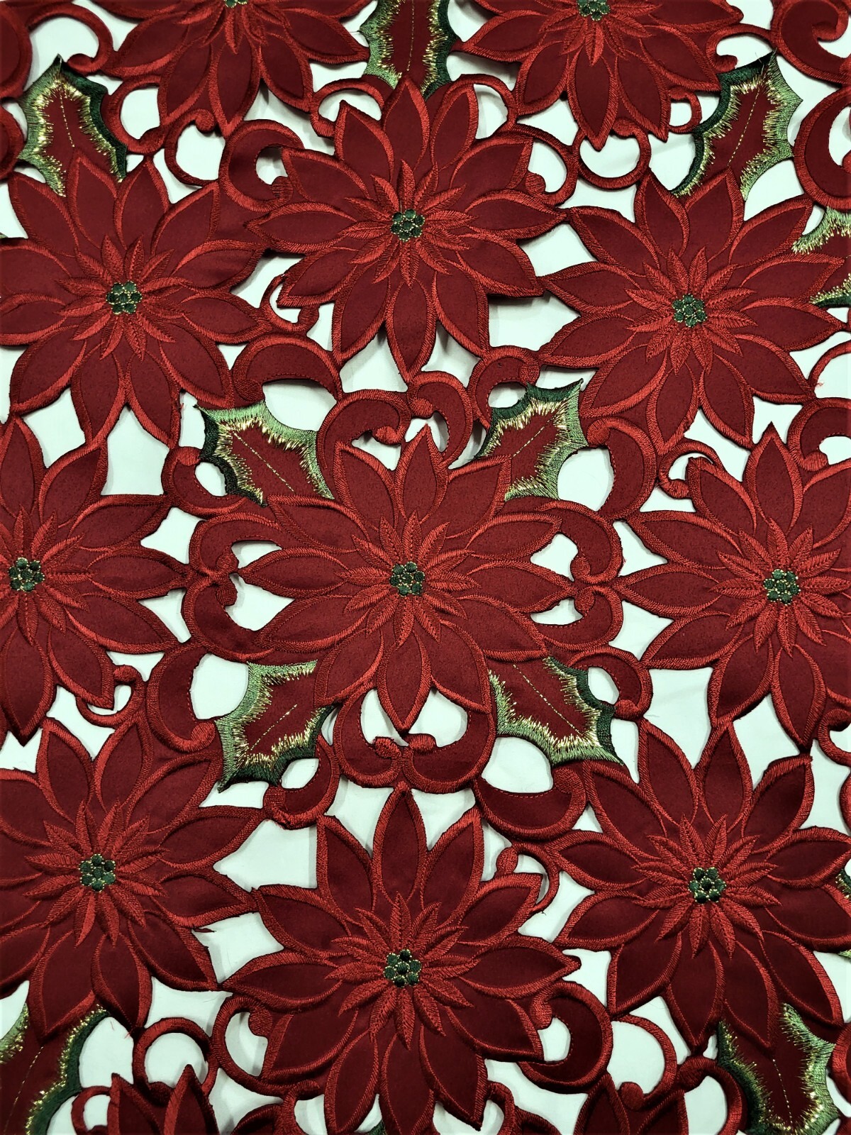 Doily Boutique Table Runner, Dresser Scarf, or Doily Christmas Red Poinsettias