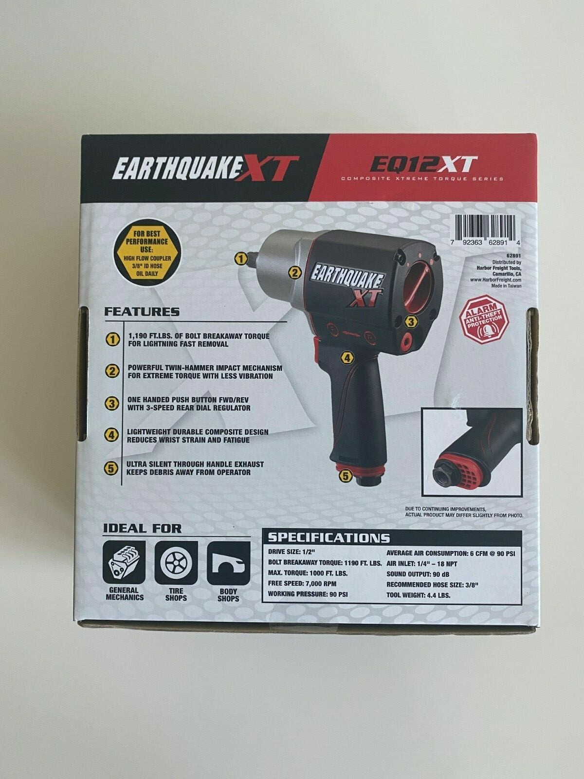 Earthquake Xt 1/2" Composite Air Impact Wrench Eq12xt New for sale in