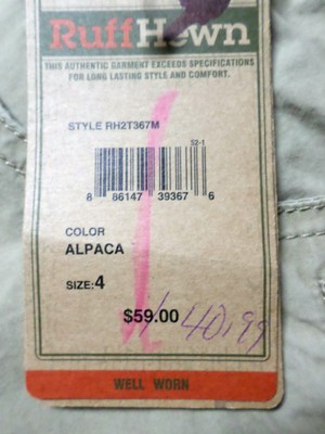 Shorts--Cotton--Khaki--Size 4--Ruff Hewn--Roll-Up Leg--New--$59