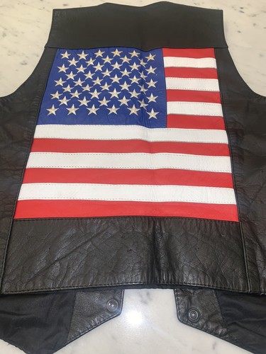 Leather Gallery Leather Vest size Small American Flag