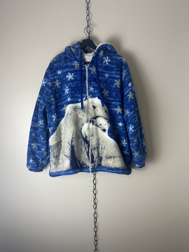 Vintage Polar Bear All Over Print Zip-up Fleece Jacket | eBay