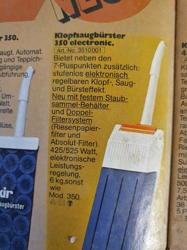 Fakir Klopfsauger Bürstsauger 350 Elektronik Staubsauger Retro originalverpackt