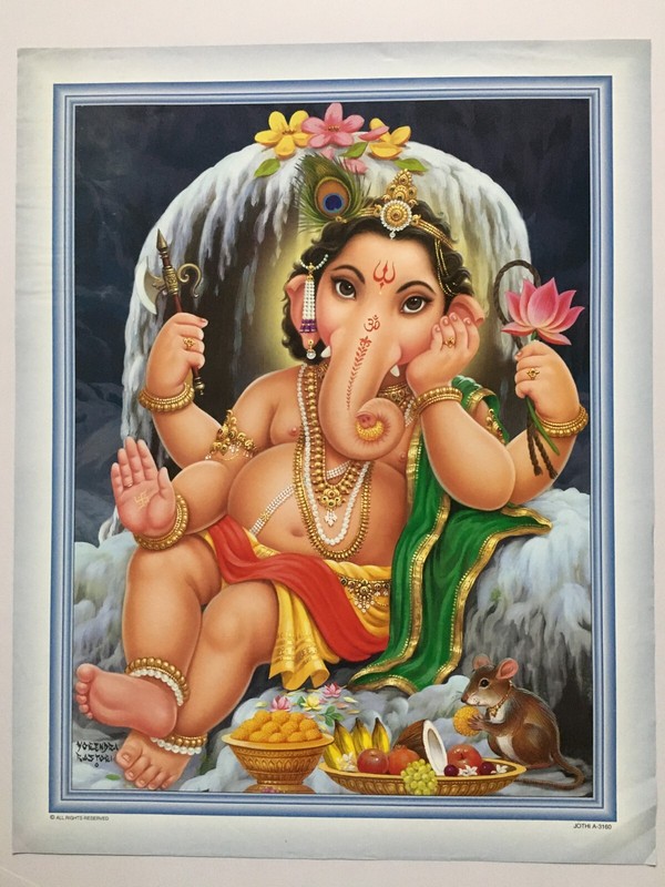 Inde Religieux ImprimÃ© Lord Ganesha. Par Yogendra Rastogi 35.6cm X 50.8cm (3160)