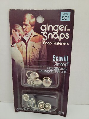 Scovill Clinton Silvertone Meta Round Ginger Snaps, Snap Fasteners Set of 4 New