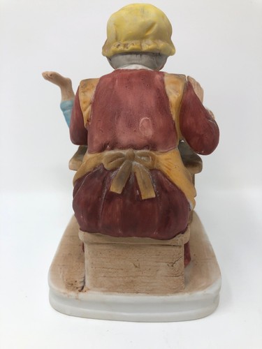 Vintage LEFTON Figurine Grandmother Sewing Mending Boys Pants 6.5