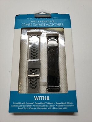 Silicone Mesh Sport Band 2-Pack Samsung Galaxy 22mm Smartwatch WITHit Universal