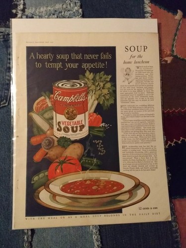 Lot 2 Original 1927 Campbell's Soup Ad free shipping
