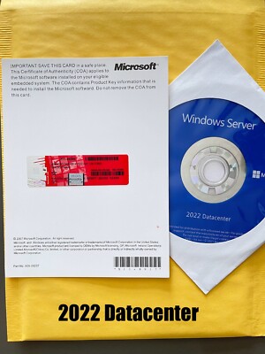 Microsoft Windows server 2019/2022 datacenter 64Bit 16 Core License Key DVD&COA