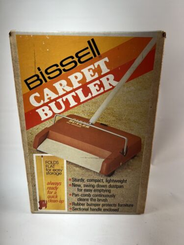 Vintage Bissell 2581 Carpet Butler Sweep Easy Carpet/Floor Sweeper, Manual Push