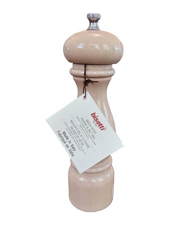 BISETTI Italy Pepper or Salt Beech Wood Mill Grinder, Italy,