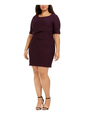 

Женское бордовое платье-футляр с коротким рукавом CONNECTED APPAREL Plus, Burgundy