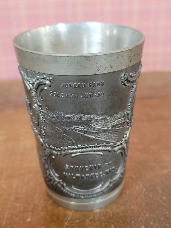 Vintage Pewter Milwaukee Wisconsin  Souvenir Tumbler Cup 3 1/2" Germany