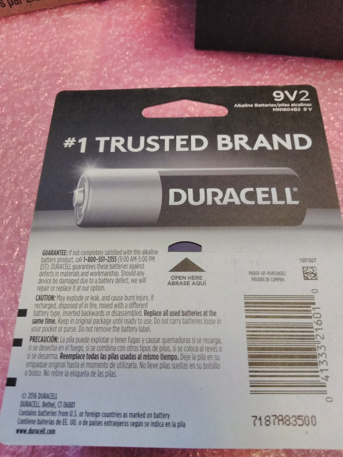 DURACELL COPPERTOP 9V - LOT 24 (2 PK. x12) EXP. 3/2022