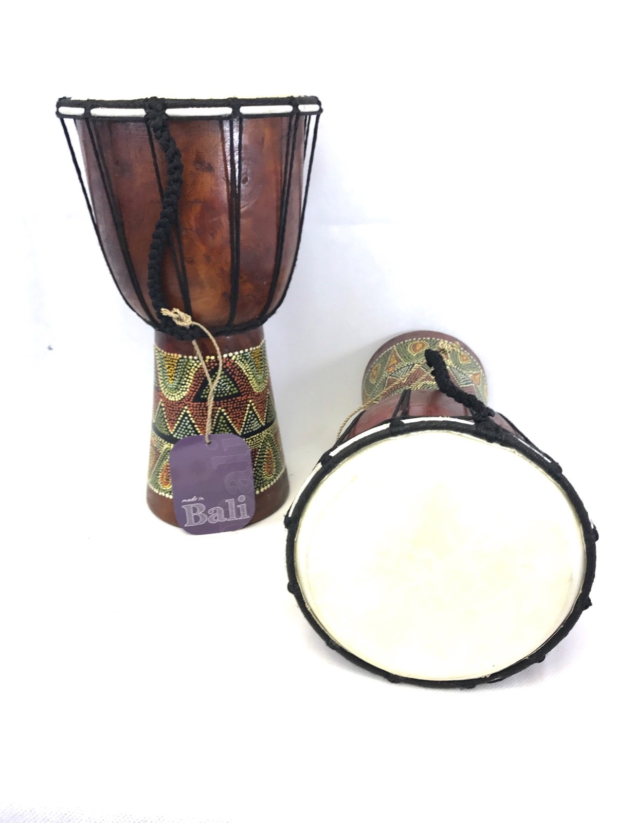 small Baja drums used for beating with hands or just for looks.
