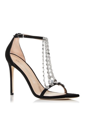 

STUART WEITZMAN Женские кожаные босоножки на каблуке на шпильке Black Gem Stardust 7,5 м, Черный, S7033