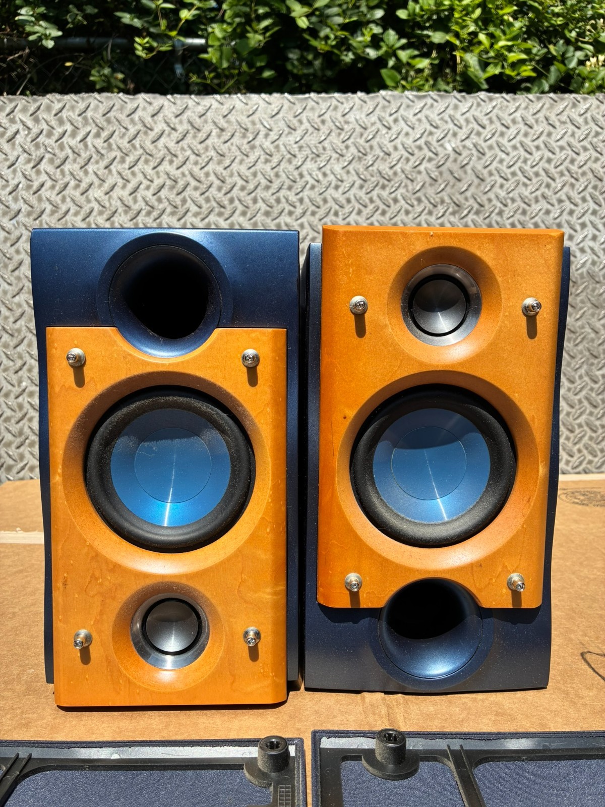 RARE Kenwood LS-VH7 Blue Brown Wood 30W Speakers Pair (2) | eBay