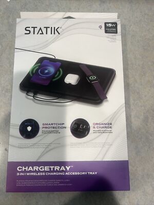 Statik 15W 3-in-1 High Speed Wireless Charging Accessory Leather Tray