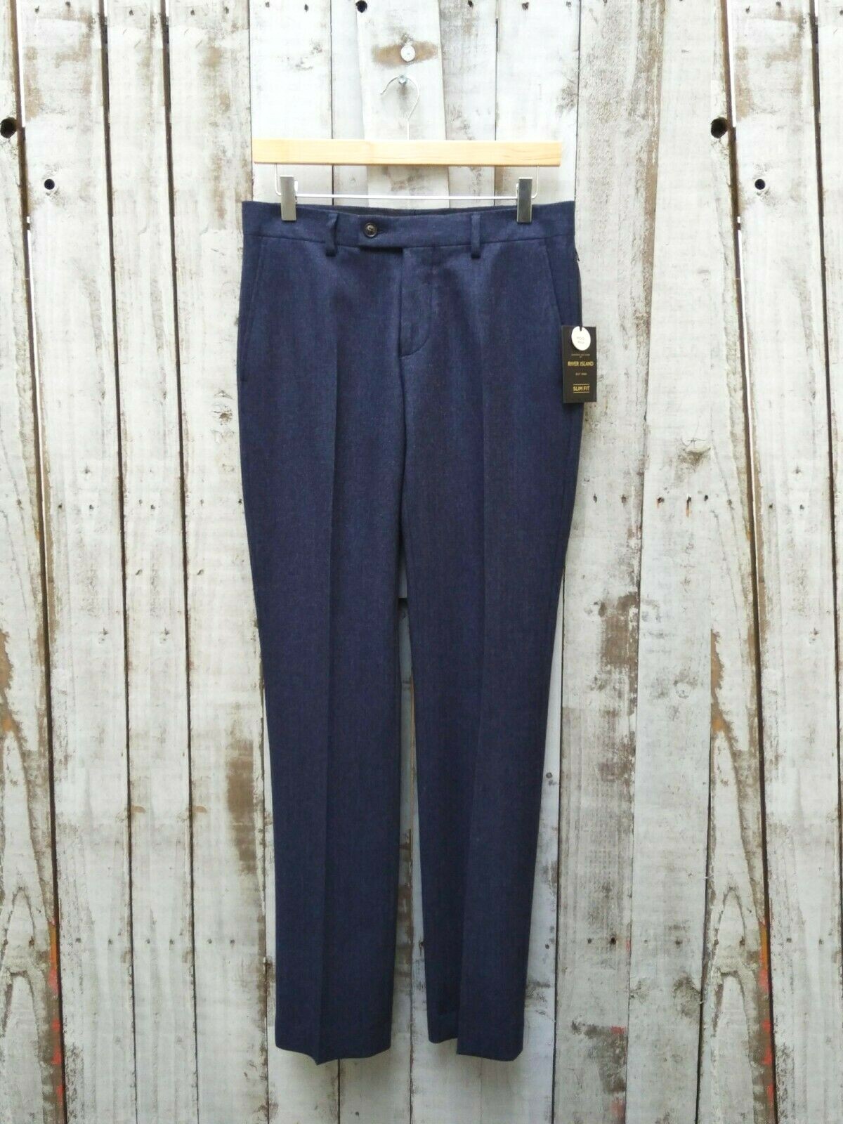 Брюки River Island Wool Navy Tailored 