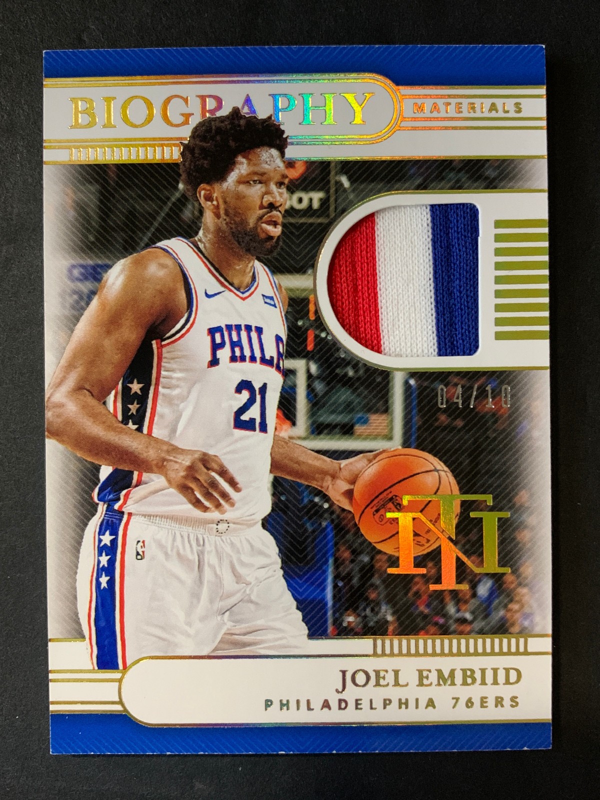 2019 Panini National Treasures Biography Materials BM-JEM Joel Embiid /10 Jersey