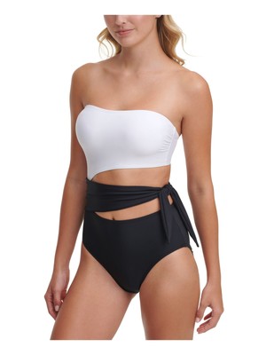 

Женский цельный купальник DKNY White Tie со съемными чашками и вырезом бандо, Белый