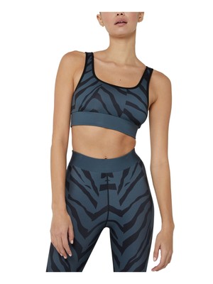 Cor Women's Zebra Print Active Wear Athletic Bra Black Size M
