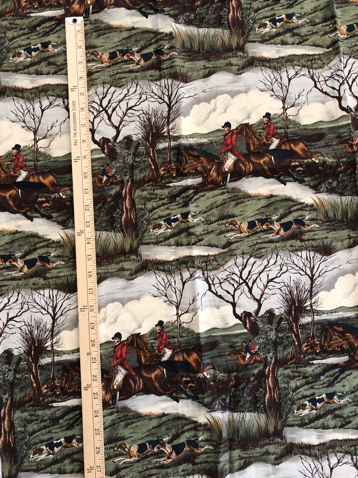 Vintage Alexander Henry Horse Equestrian English Fox Hunt Fabric 2.5 Yards