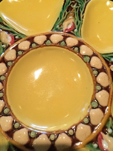 Rare Antique Yellow Minton Majolica Oyster Plate, Dish, Server