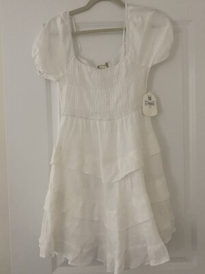 Altar’d State Women’s Flutter Puff Sleeve Dress White NWT Lined - Size M