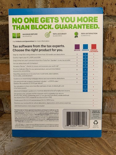 H&R Block Premium/Tax Software Self Employed/Rental Property Owners 2017 NEW