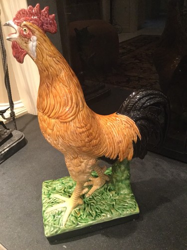 Large Life-Size Vintage Meiselman Handpainted Ceramic Rooster ~ Made in Portugal