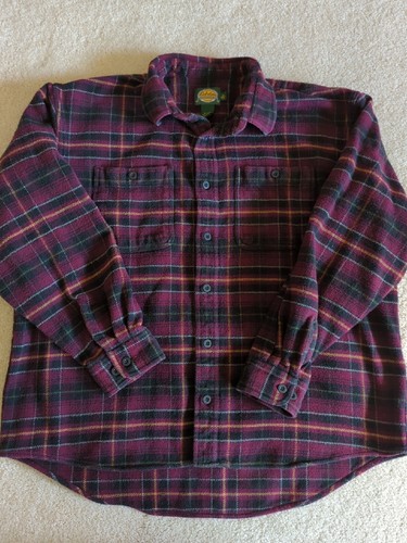 Cabela's Shirt Mens XL Purple Outdoor Flannel Long  Sleeve Button Heavy Cotton