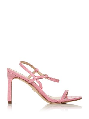 

SAM EDELMAN Женские розовые сандалии Doran из крокодиловой кожи с круглым носком на шпильке с ремешком на пятке, размер 7 м, Розовый, H3135L1