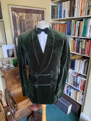 Oliver Brown of London Double Breasted Green Velvet Smoking Jacket