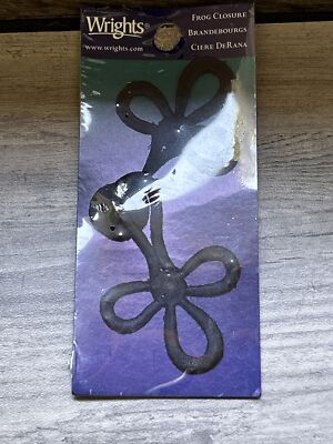 Wright s Frog Closure 4.5  Black NIP flat embroidered vintage