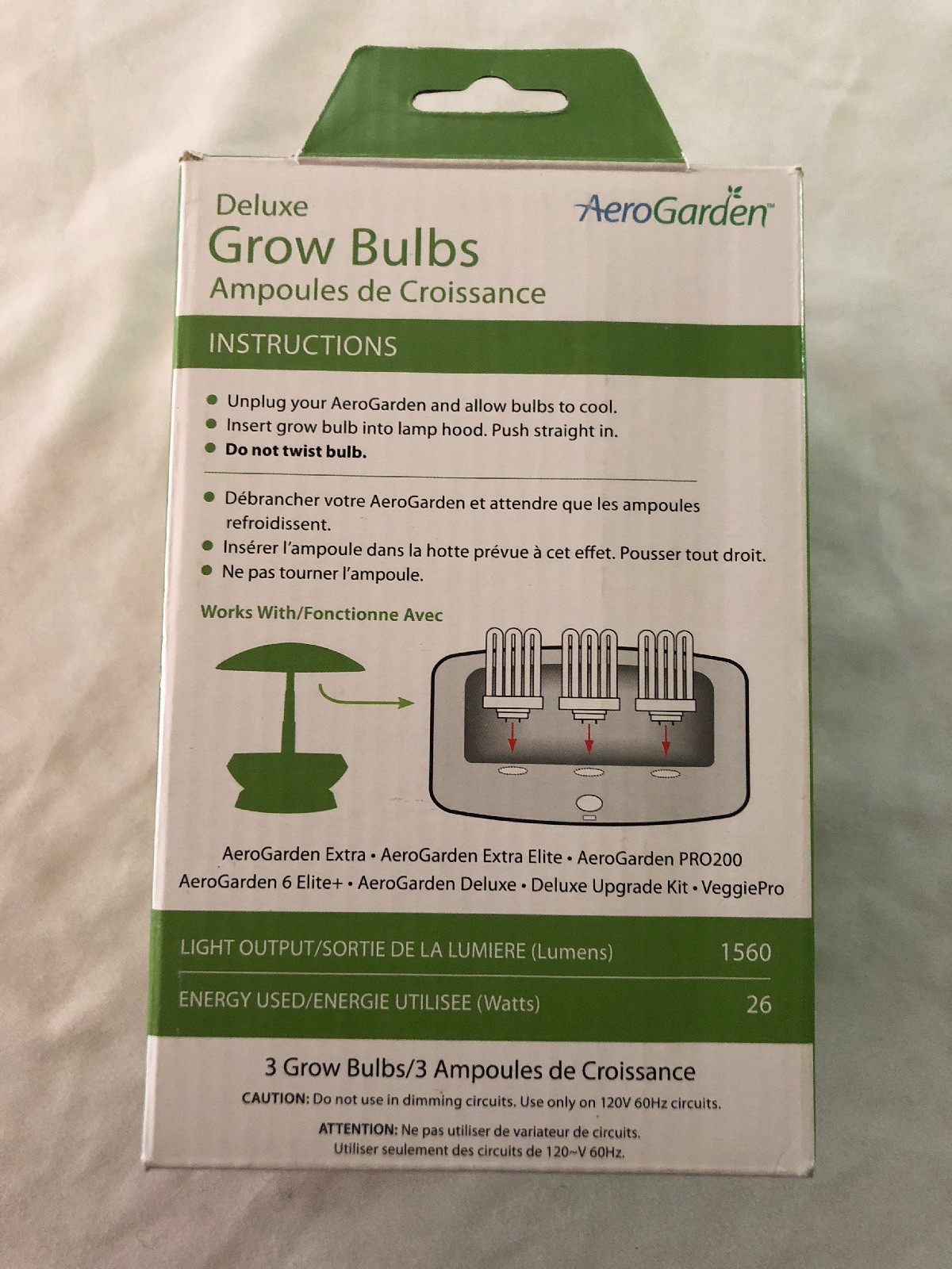 New NIB 3 AeroGarden Deluxe Grow Bulbs Florescent 100633 Extra Elite Pro200
