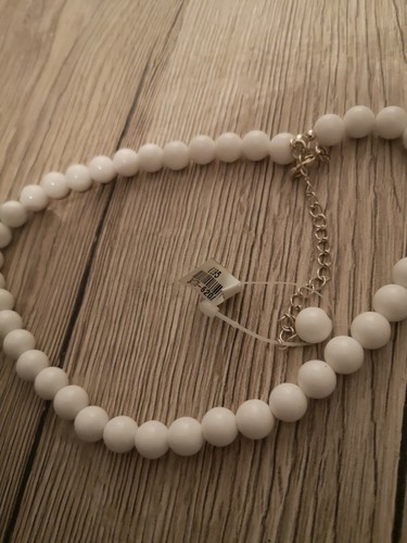 Perlenkette Weiß mit Silber neu mit Etikett ovp 3,95 bijou Brigitte 