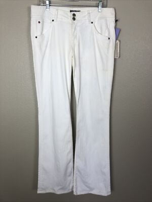 HUDSON $195 NWT Size 32 Beth Mid Rise Baby Bootcut Jean Flap Pockets White 33X34